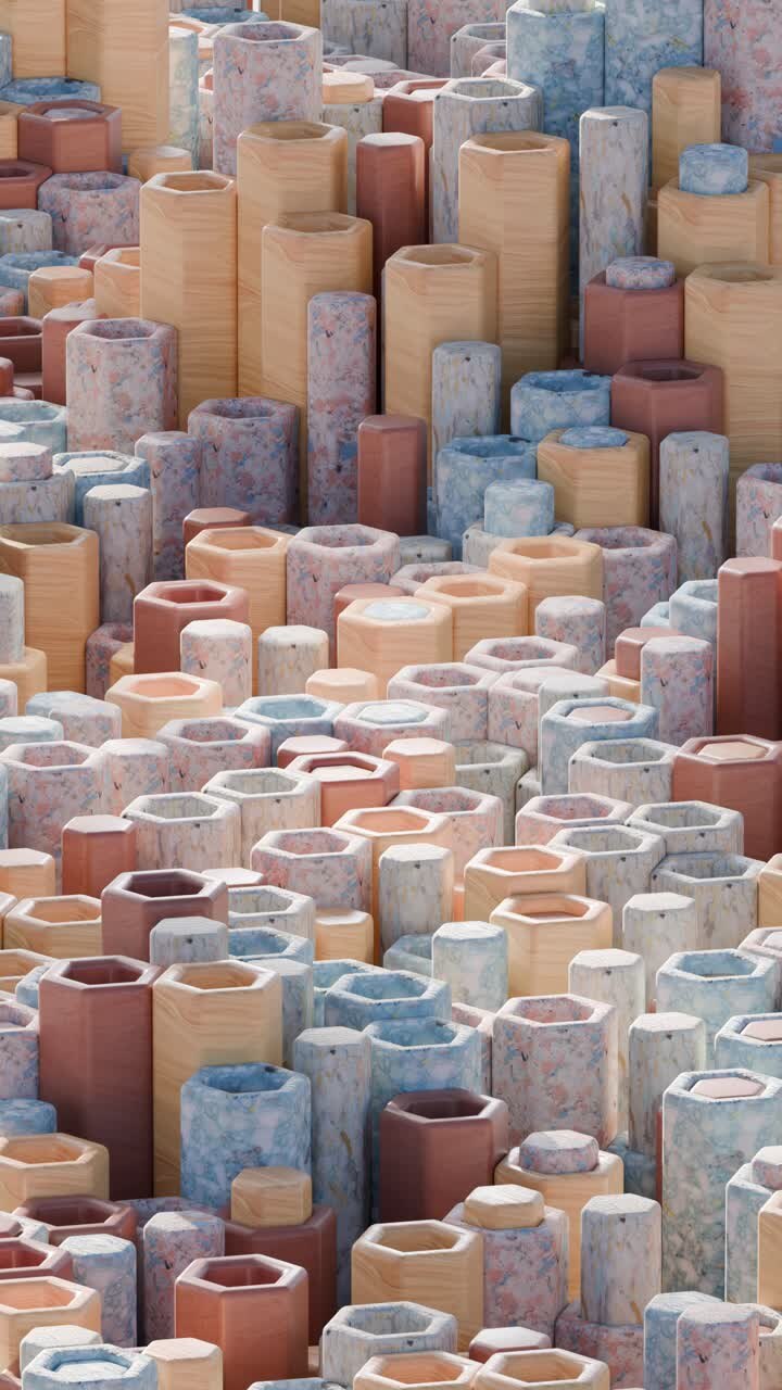 Abstract 3D Geometric Shapes in Pastel Colors
