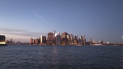 Aerial view of the Manhattan Financial District at dusk