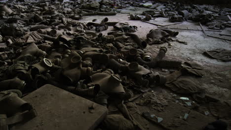 terrifying remains of gas masks used during the chernobyl nuclear meltdown in ukraine 26 april 1986