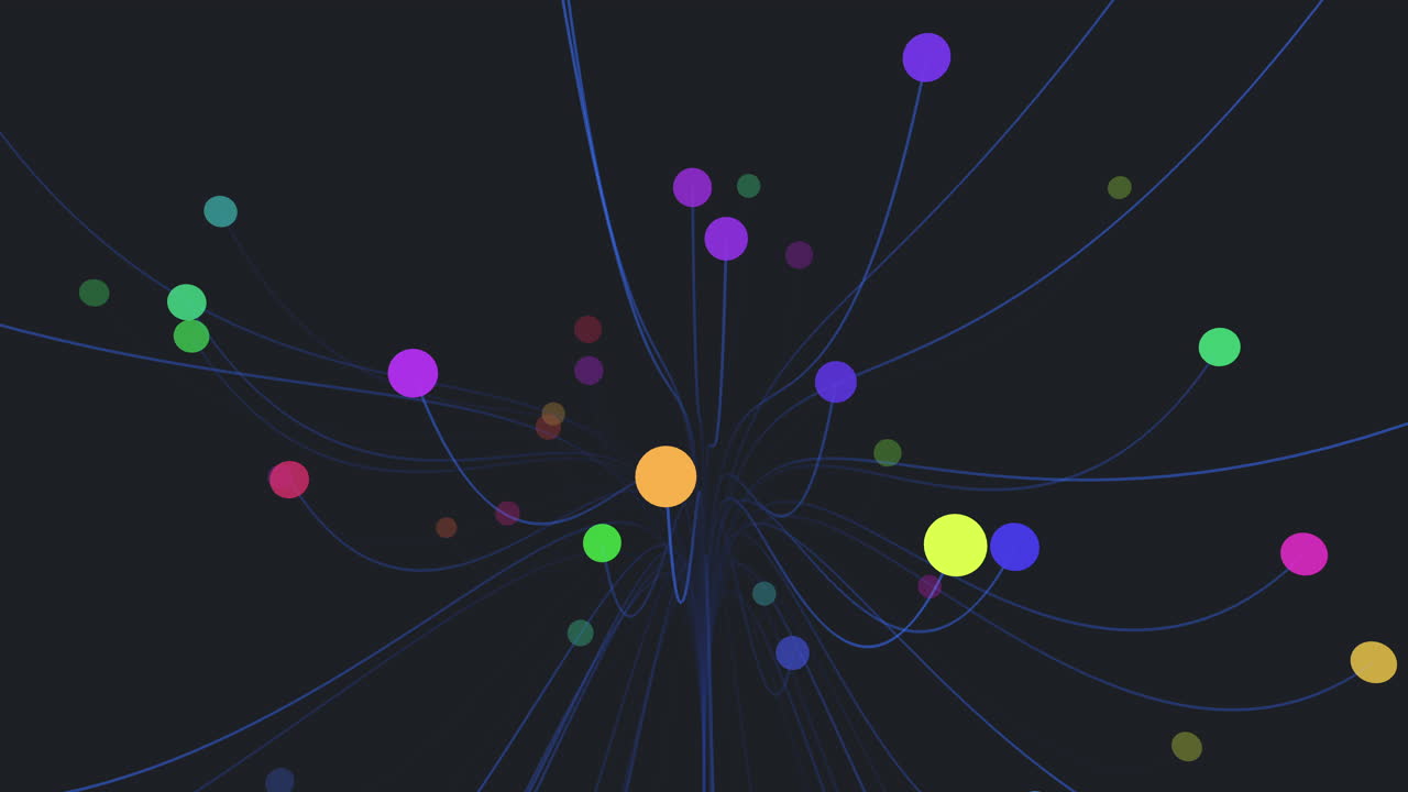 서로 연결된 다채로운 원들이 네트워크 패턴을 형성합니다.