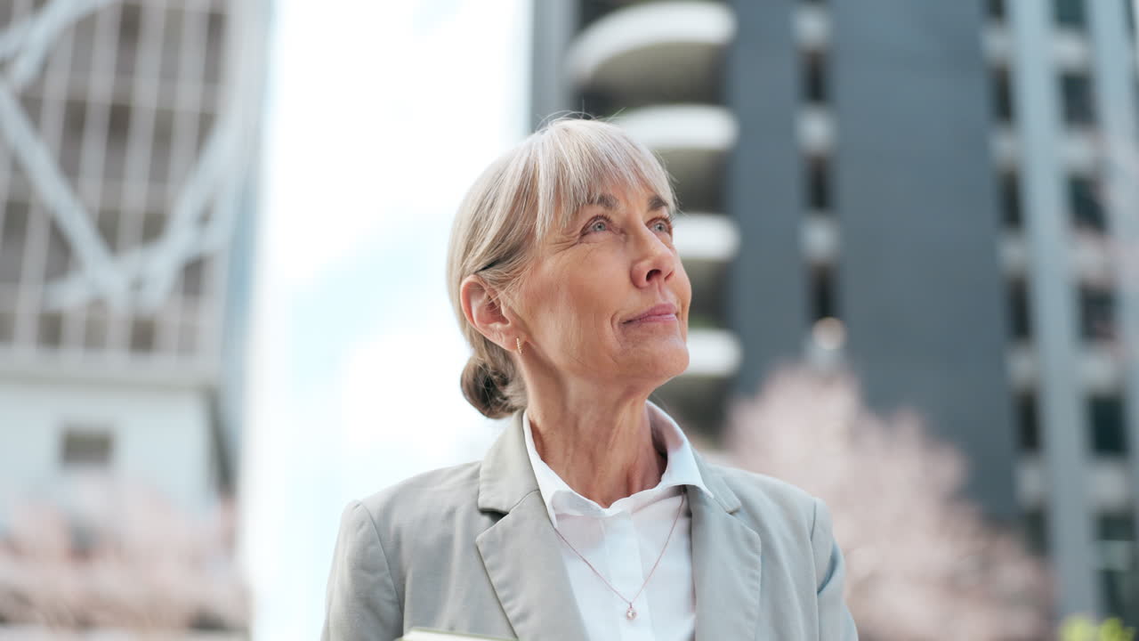Architect, city and senior business woman