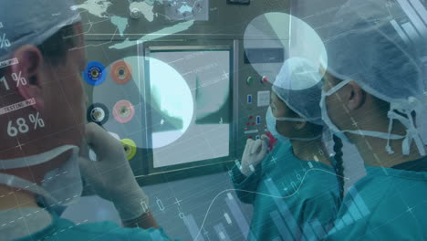 animación del procesamiento de datos sobre diversos médicos con rayos x