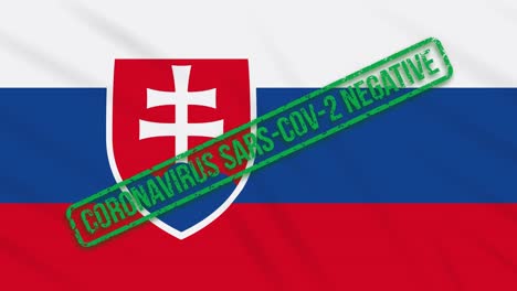 eslovaquia balanceando la bandera con el sello verde de la libertad del coronavirus, bucle