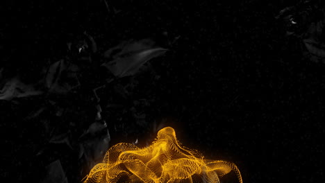 yellow particle wave animation over dark abstract background