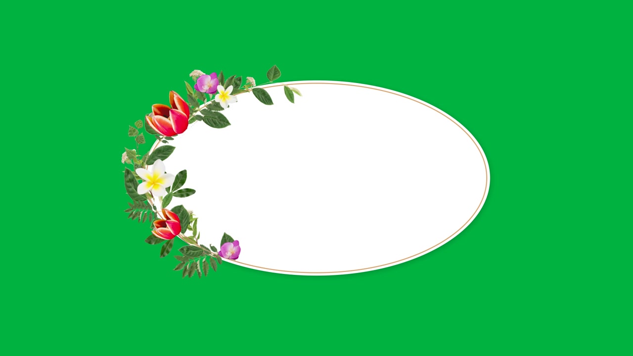 Transparent bg showing white canvas, ringed oval gaining left floral cluster growing to frame icon