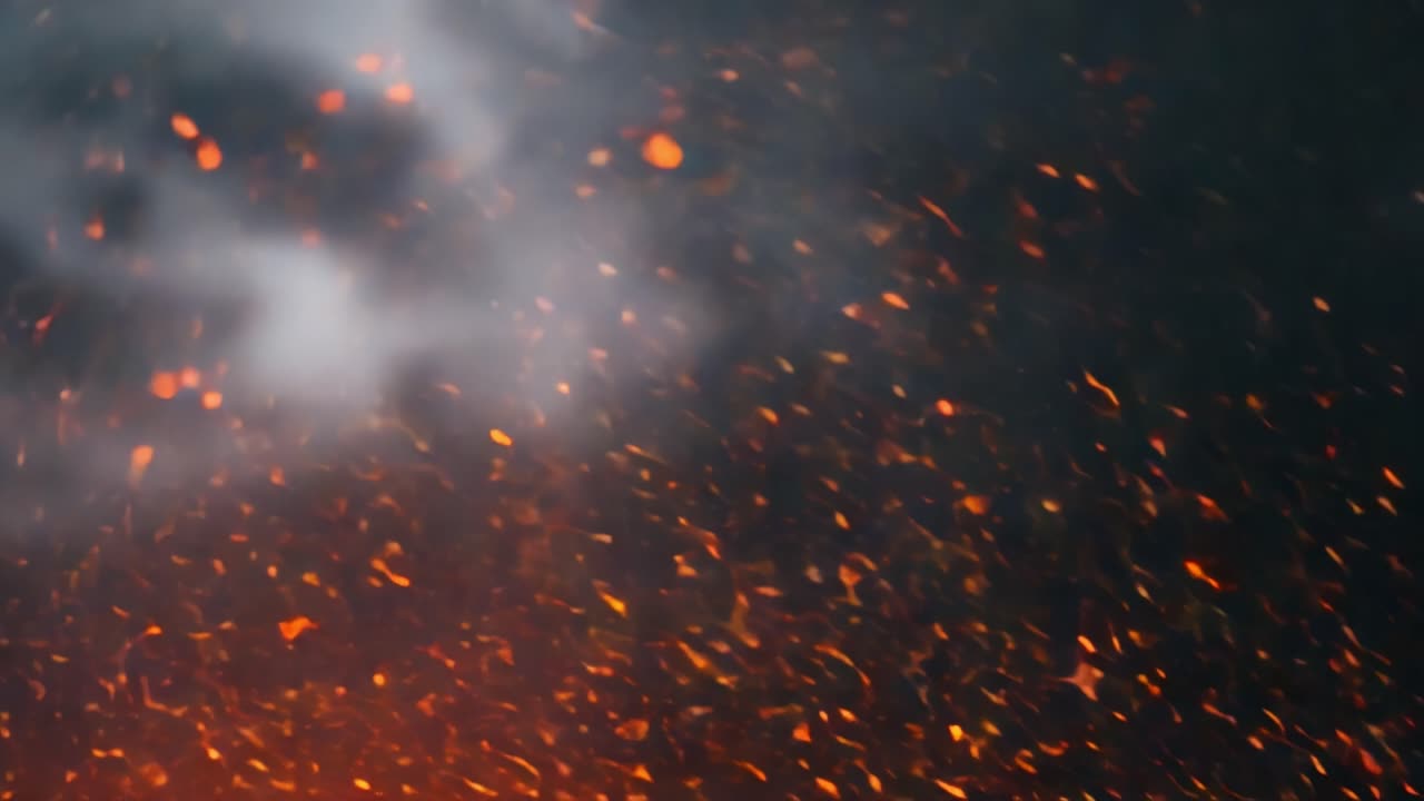 Captivating Dance of Flames and Sparks: A Visual Symphony of Bright Embers Against a Darkened Sky, Highlighting the Intense Beauty of Fire in Motion