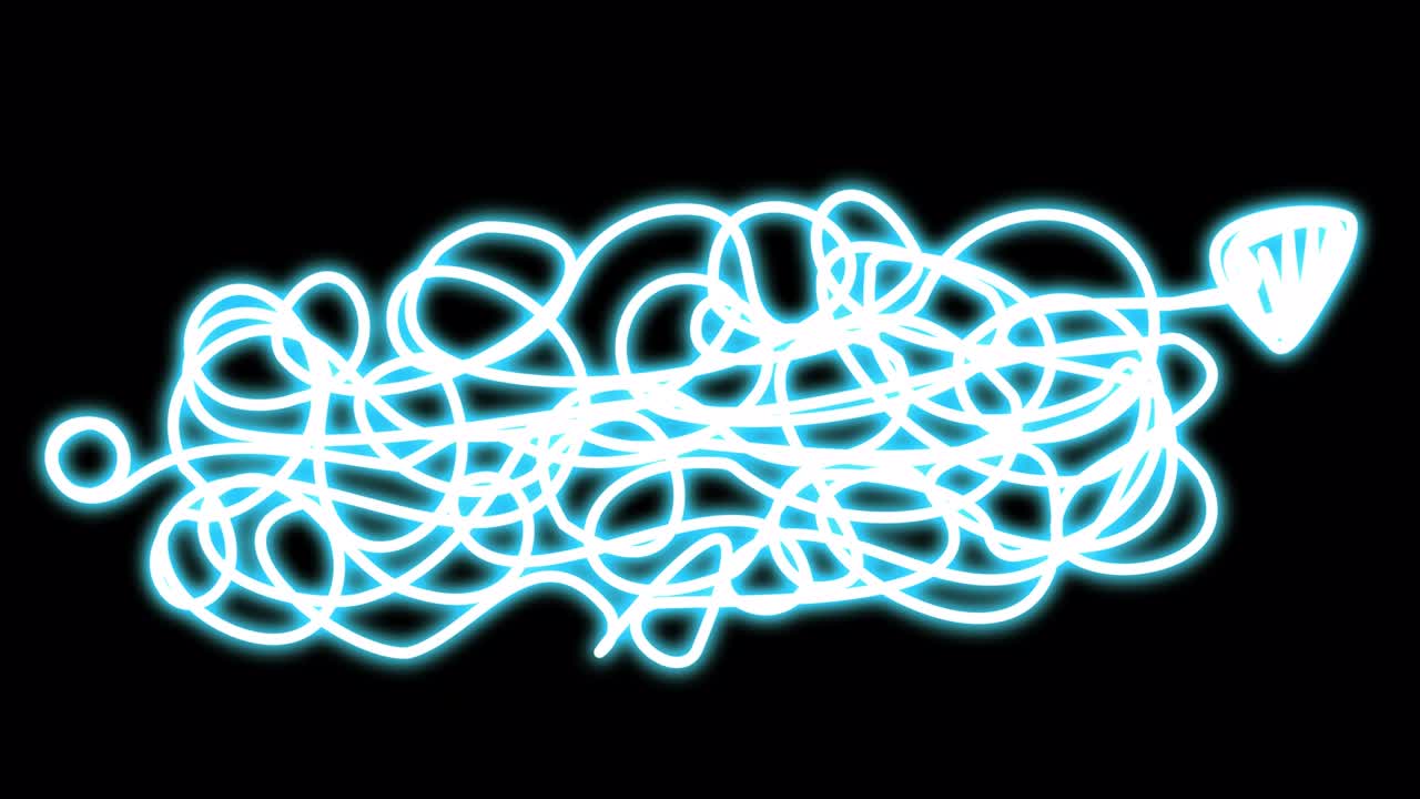 Intricate neon arrow with curls.