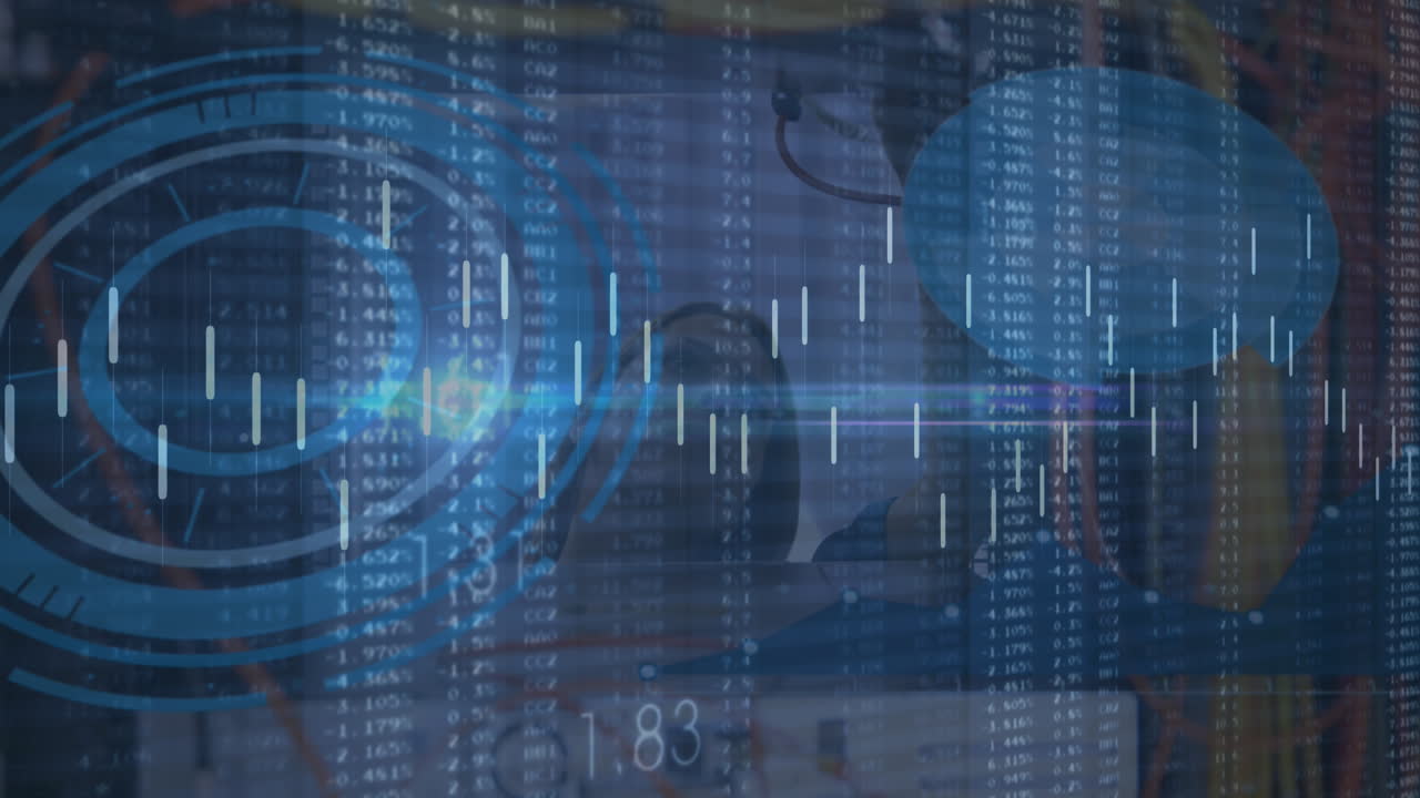 animación del procesamiento de datos sobre un fondo oscuro