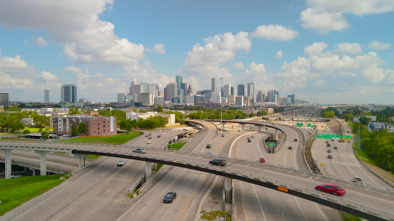Aerial View of Houston Skyline and Highway System