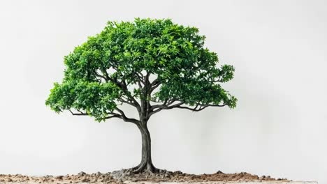un pequeño árbol que está sentado en la parte superior de una pila de tierra