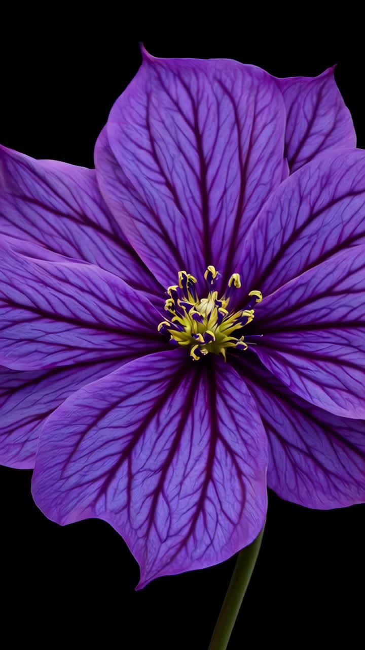 Vibrant Purple Flower on Black Background