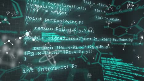 animación de procesamiento de datos informáticos y científicos sobre fondo negro