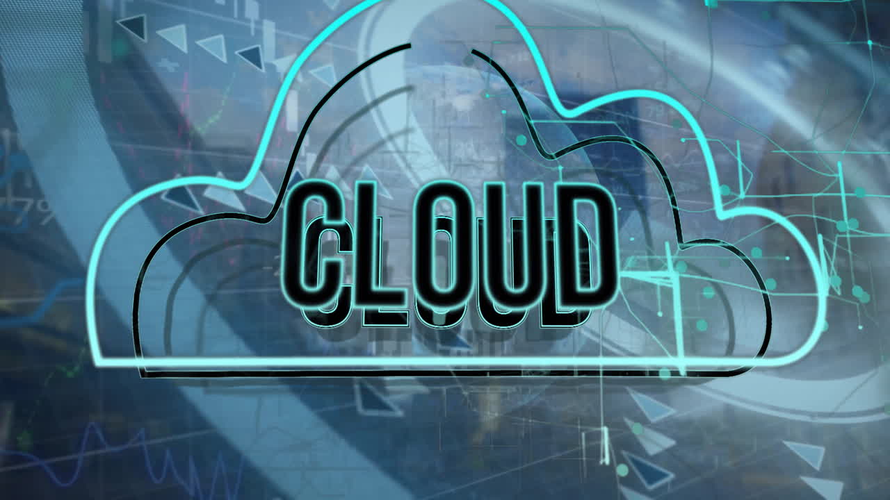 animación de texto en la nube en todo el mundo y procesamiento de datos financieros