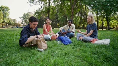 amigos disfrutando de un picnic en el parque