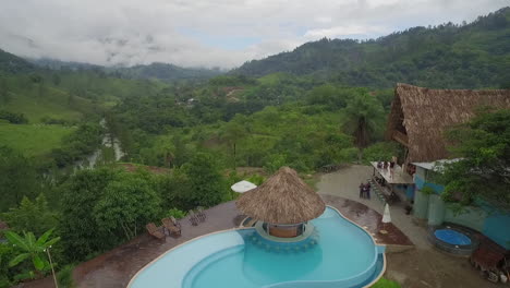 An-aerial-over-a-resort-or-home-on-the-Semuc-Champey-river-in-Guatemala