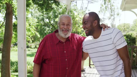 mixed race father and son spending time together