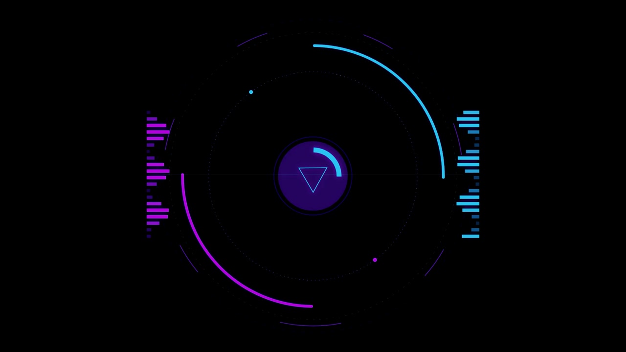 Futuristic Circular HUD Interface with Rotating Data Elements