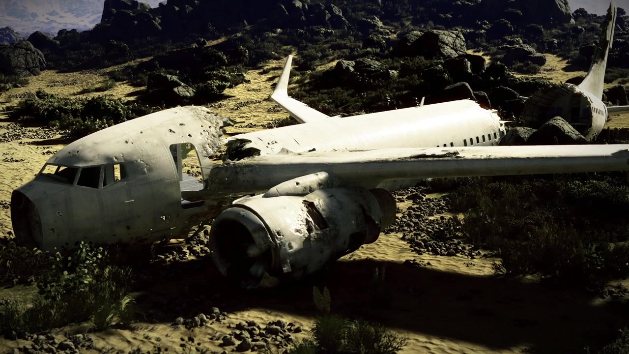 Ein Flugzeug ruht still unter einem Teppich aus Sternen und Mondlicht.