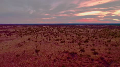 the sky during fiery sunset matches the colours of the vast australian desert