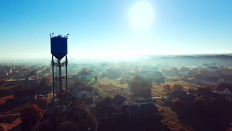 typical rural settlement. aerial countryside view of small village