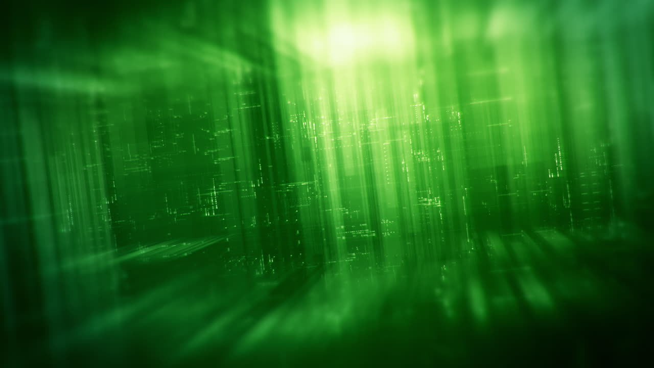 Futuristic network simulation blending AI, quantum physics, and deep learning, with a particle matrix analyzing data in a sleek, background animation display