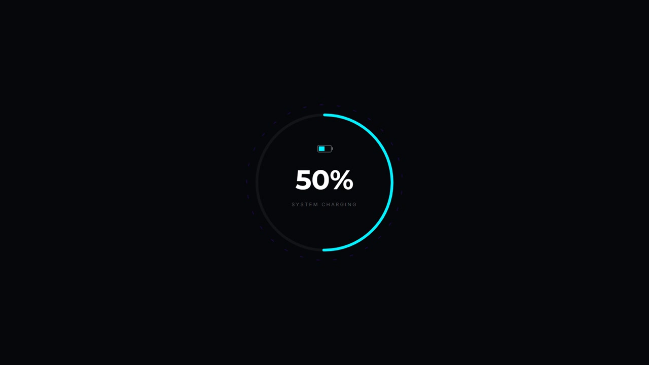 Animazione dell'indicatore di progresso della ricarica digitale della batteria.