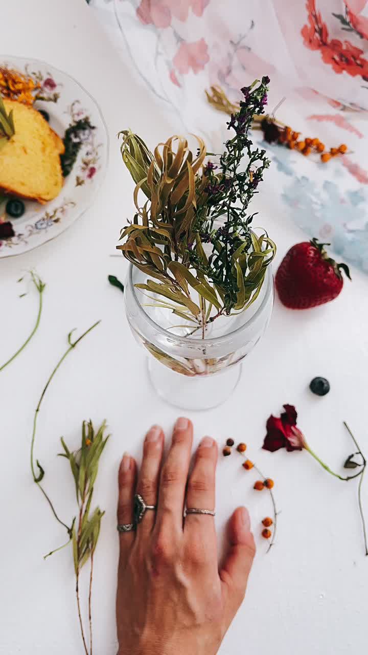Elegant Still Life with Flowers and Food