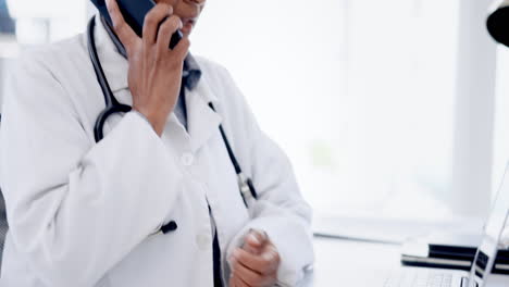 busy woman doctor on a phone call for online