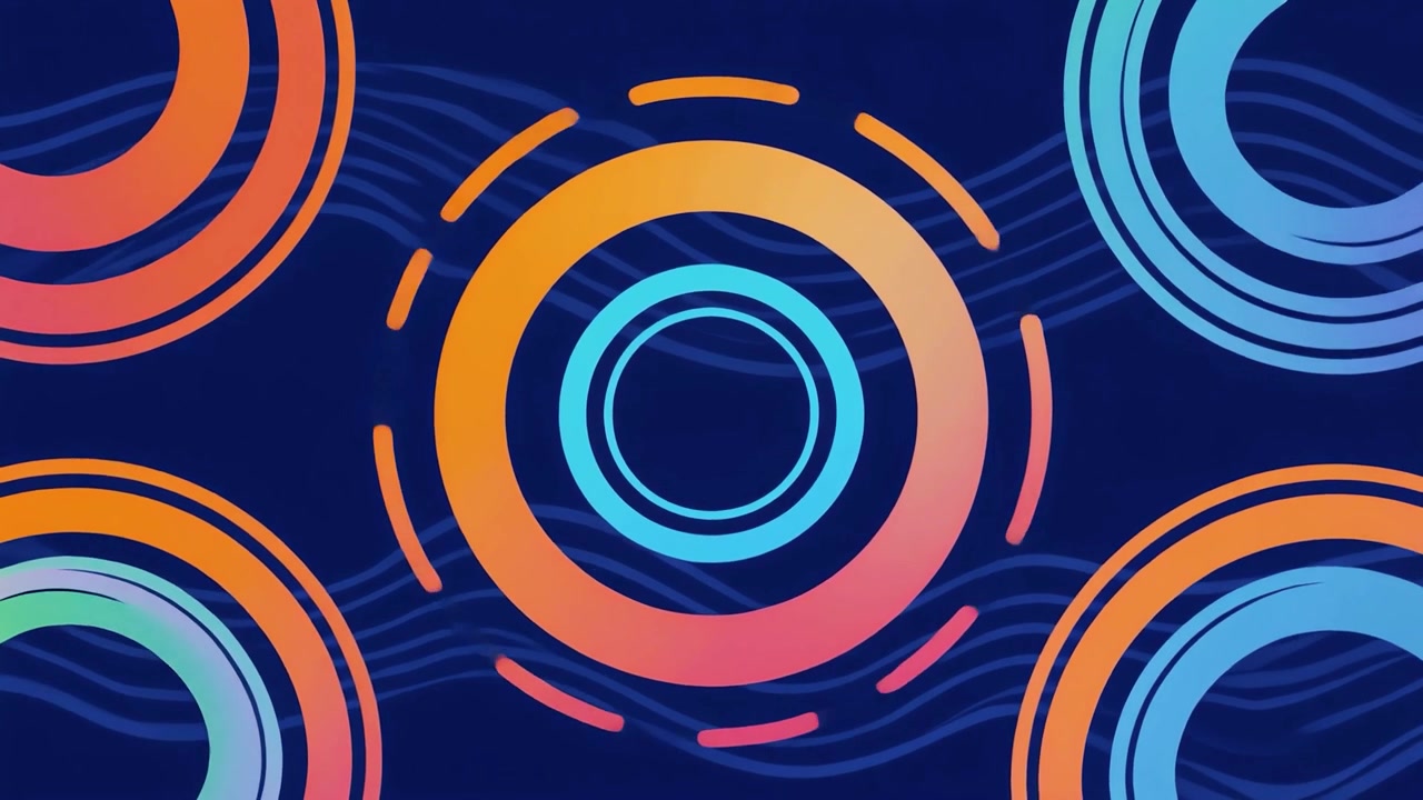 Abstract Digital Animation of Expanding Gradient Circles and Lines