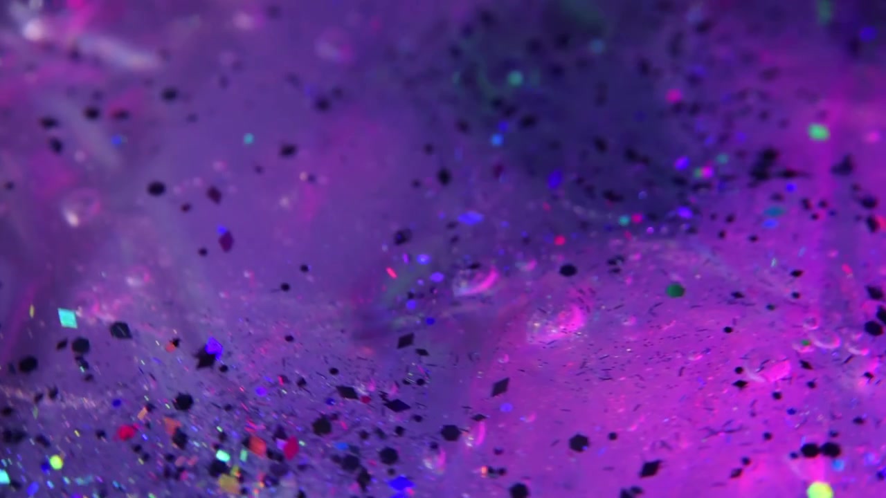 Mistura de glitter cintilante sob a luz