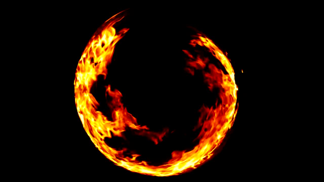 anillo de llama fuego en fondo negro, llama peligrosa