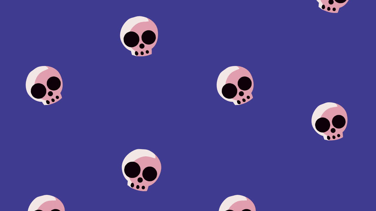 happy halloween animation with skulls pattern