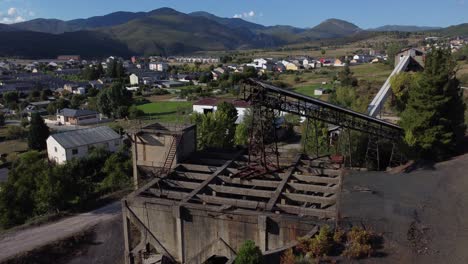 ancient mine transporter of an underground coal mine called pozo julia in fabero aerial view