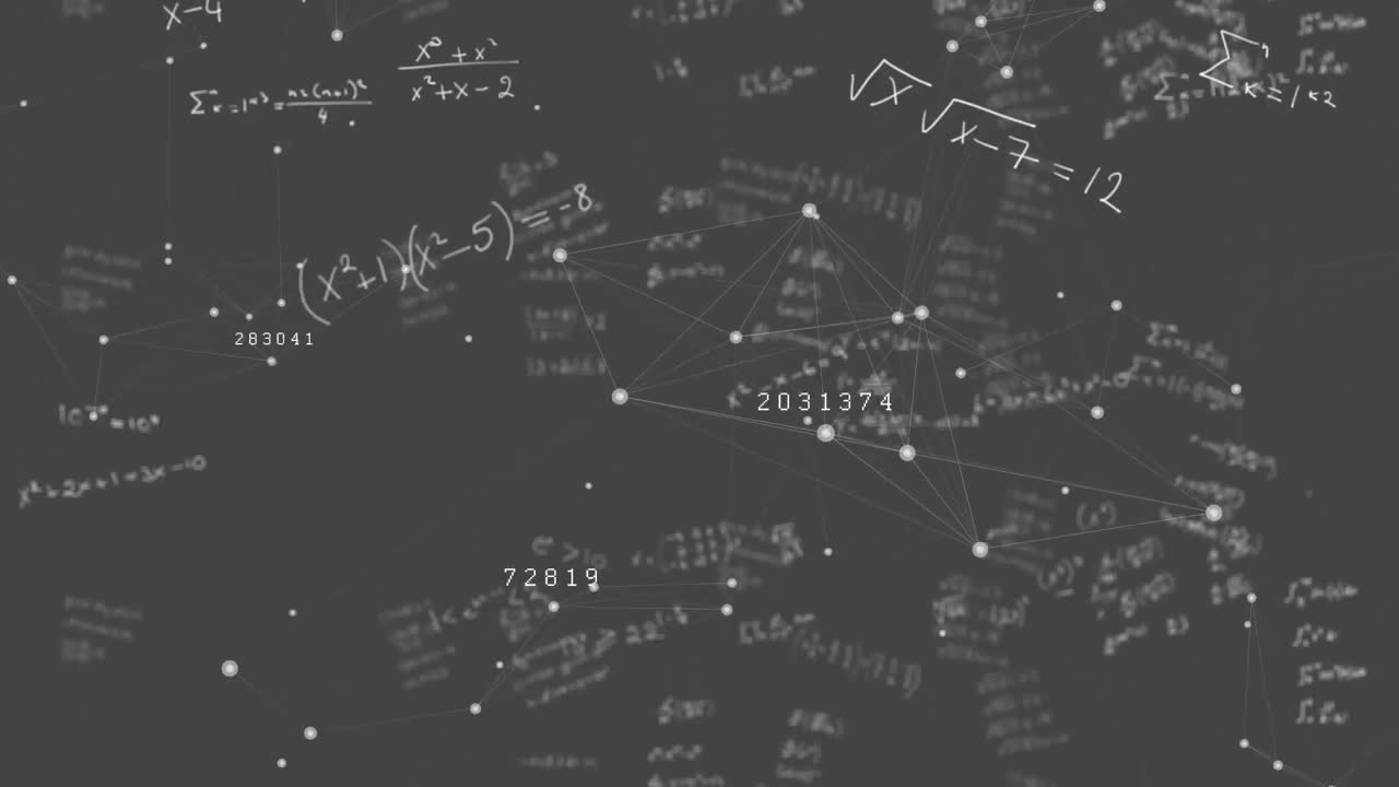 ecuaciones matemáticas y red de conexiones contra la pizarra