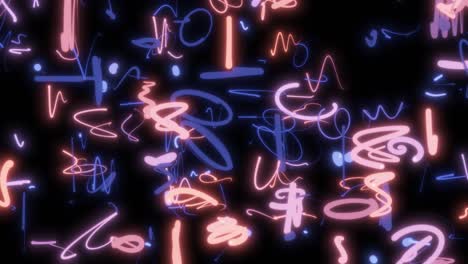 abstract creative background with chaotically moving neon particles.