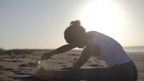 lady doing yoga stretches 41