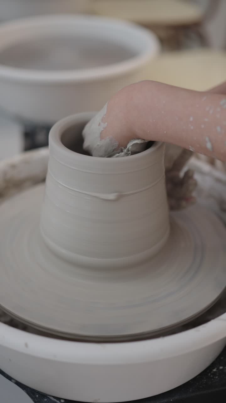 Pottery being created on a pottery wheel