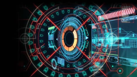 animation of scope scanning and data processing on black background