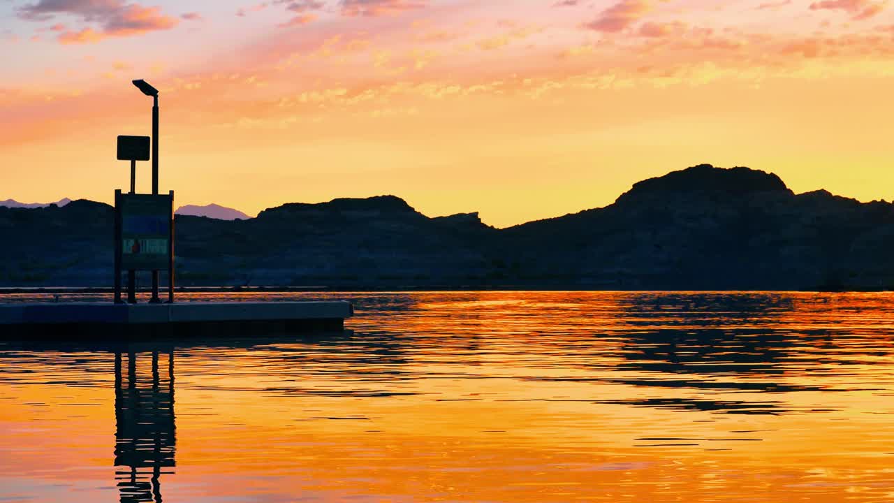 Golden hour sunrise on Lake Mead