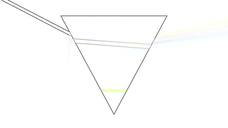 prism refracting light 3d footage. glass pyramid separating beam with glitch effect animation. scientific phenomenon isolated on white background. sunlight rainbow colors spectrum abstract video