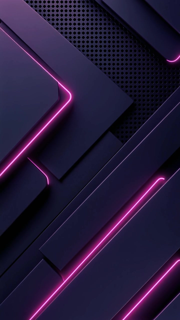 Moving Abstract Geometric Shapes with Bright Pink Neon Glow