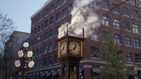 the steam clock in gastown, vancouver, canada - close up