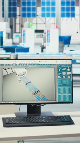vertical video pc in solar panels manufacturing plant used to study solar energy systems