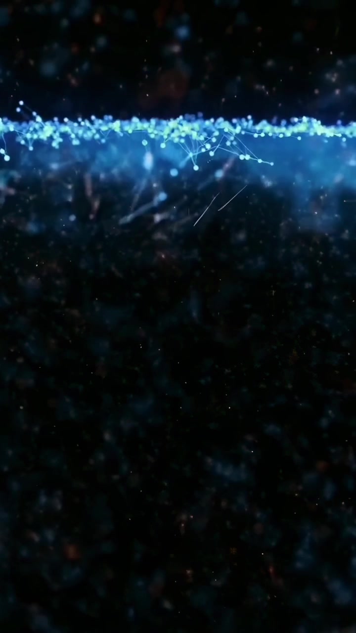 Dynamic Abstract Network of Glowing Blue Dots and Lines