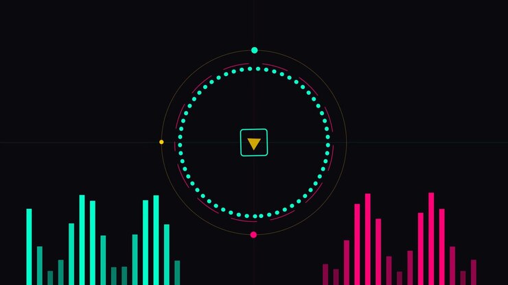 Abstract Digital Audio Visualizer with Rotating Circular Interface