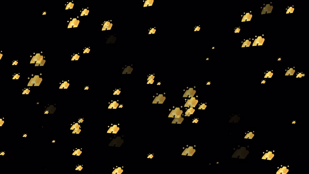 금색 아이콘 루프 가능한 배경 애니메이션 모션 (알파 채널 4k)