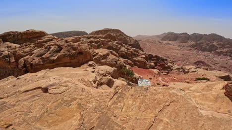 bare rocks under the hot sun in the desert. canyon al siq in spectacular petra, southern jordan, west asia.