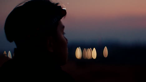 silhouette of person at sunset