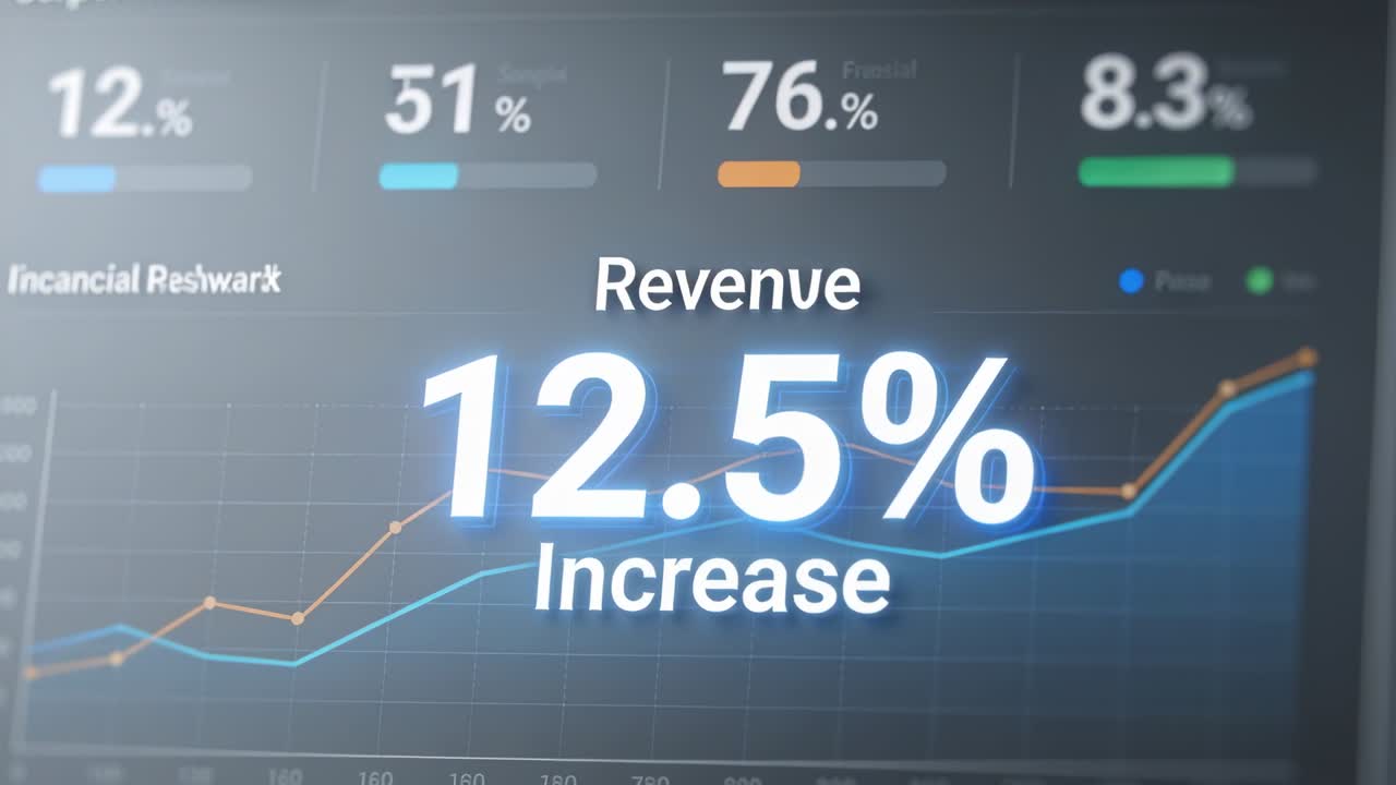 Camera zooming into analytics dashboard, emphasizing 12