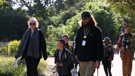 children and adults walking together at the zoo